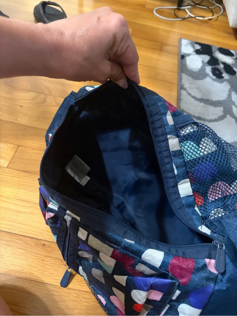 Navy Multi-Color Print Crossbody Sling Bag
